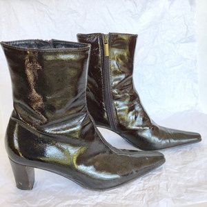 Aquatalia Ankle Boots Brown Patent Size 6